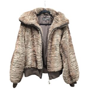 Vintage Baby Phat Faux Fur Bomber Jacket Coat Brown 2X XXL Y2K Hip Hop Fashion
